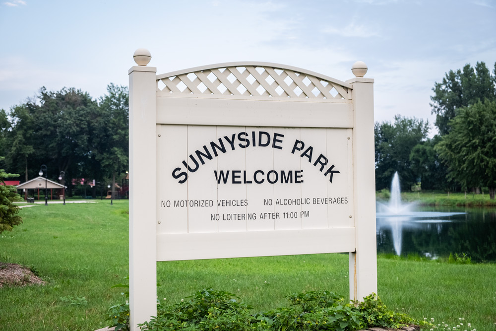 Sunnyside Park of New Paris Indiana Park Sign and Fountain